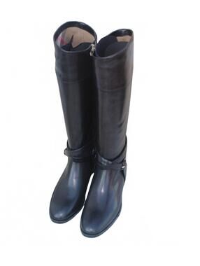 Burberry Flat Riding Boots - Rockyford Buckle in Black, Size 37 MSRP $895